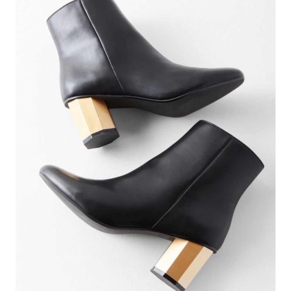 Gold Geometric Heel Ankle Boot